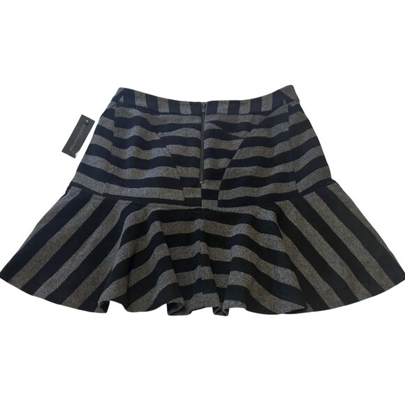 Worthington Mini Skater Skirt Wool Blend Black/Gray Stripes Women's Size 8 - Picture 3 of 16